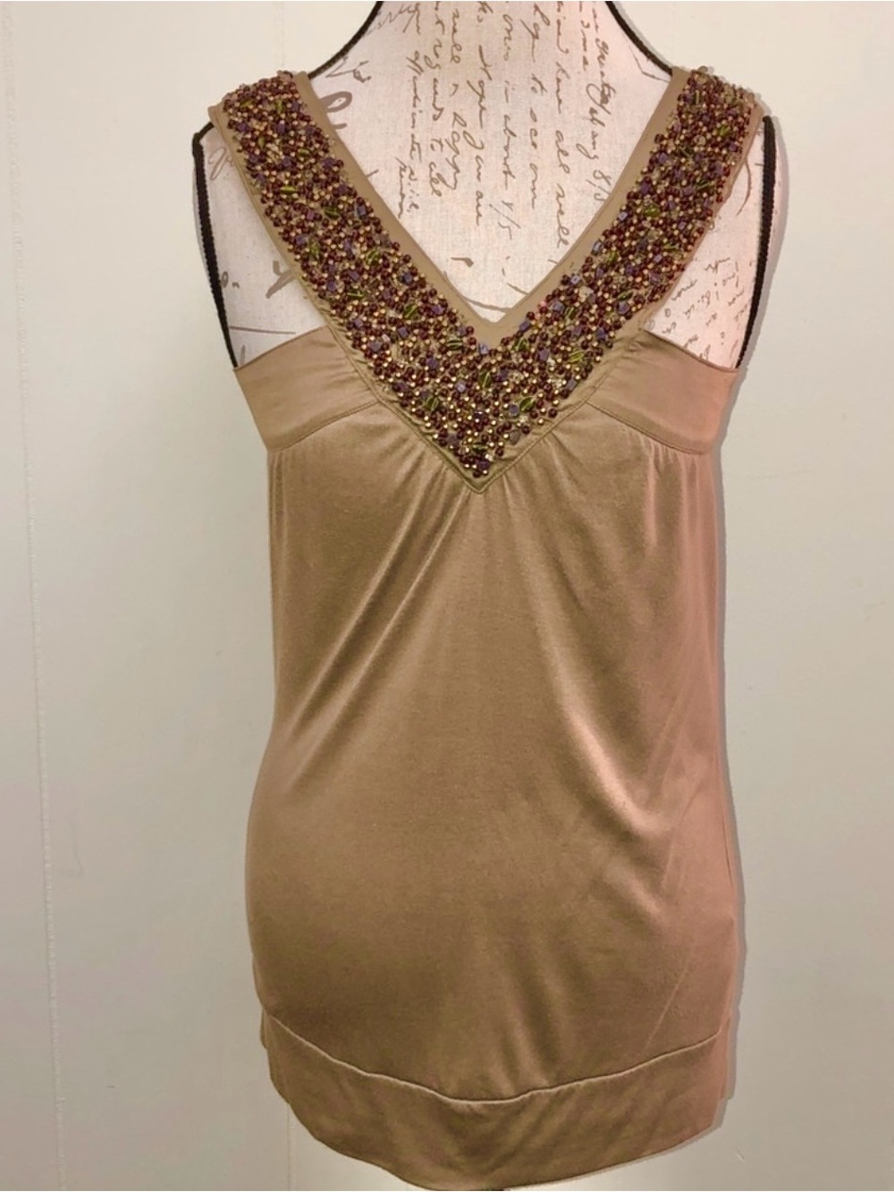 Zara Beaded V-neck Tank Top